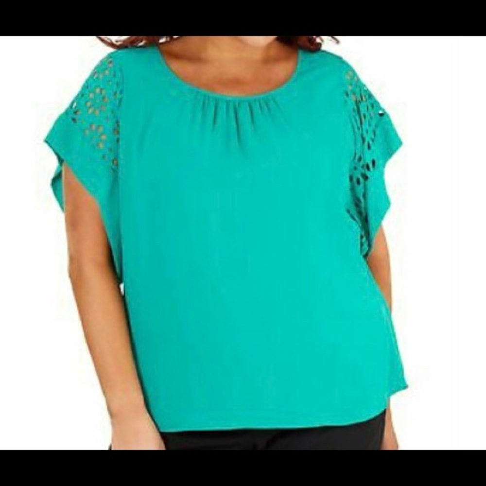 NY Collection Woman Laser Cut Blouse